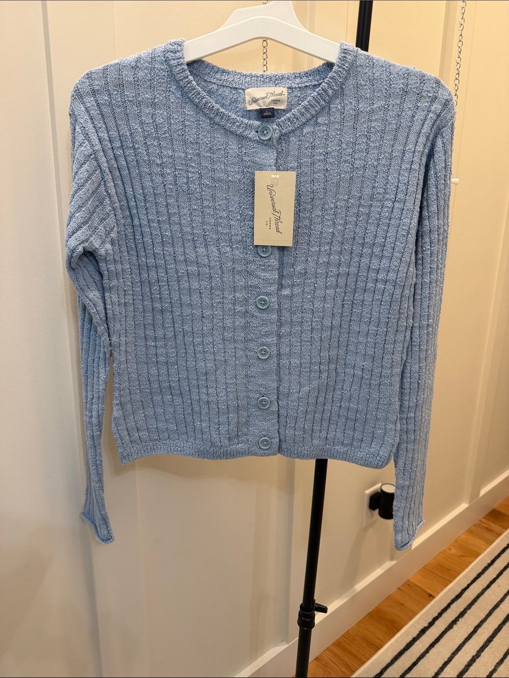 Universal Thread Light Blue Ribbed Button-Up Cardigan #898 - Picture 2 of 7